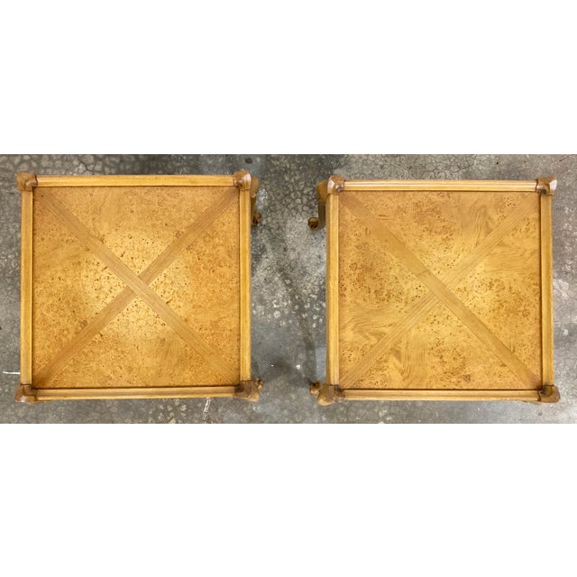 Vintage French Provincial Tables With Burlwood Inlay, a Pair For Sale In Kansas City - Image 6 of 10