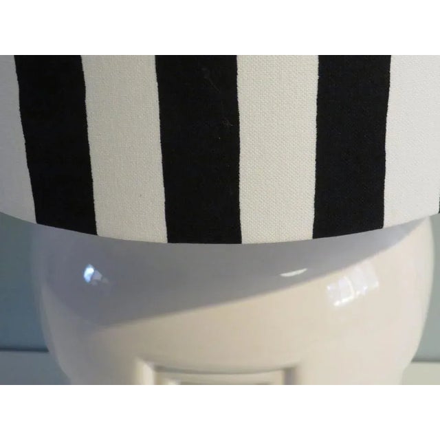 Black Vintage White Ceramic Table Lamp, 1980s For Sale - Image 8 of 12