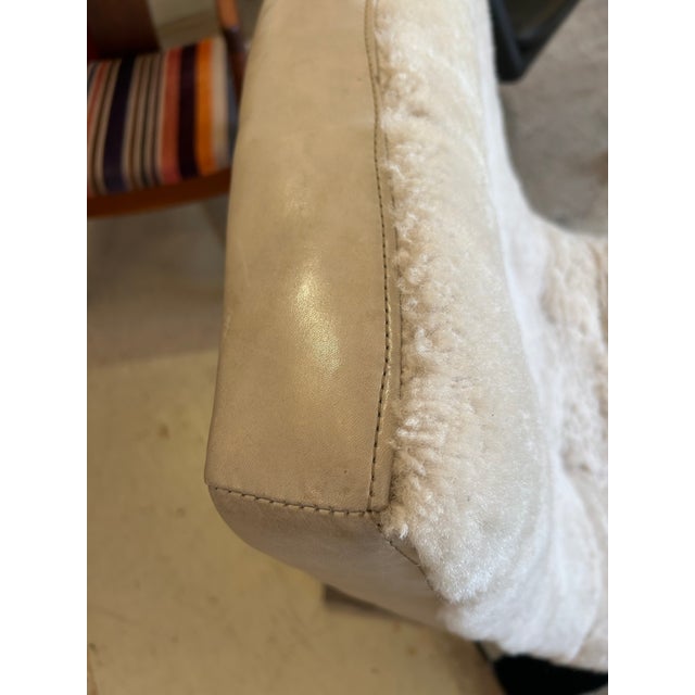 Lillian August Creamy Leather Sheepskin & Chrome Modern Chair For Sale - Image 4 of 8