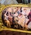 Grand French Louis XV Burgundy Velvet Sofa With Romantic Ballroom Tapestry & Hand-Gilded Frame For Sale - Image 4 of 5