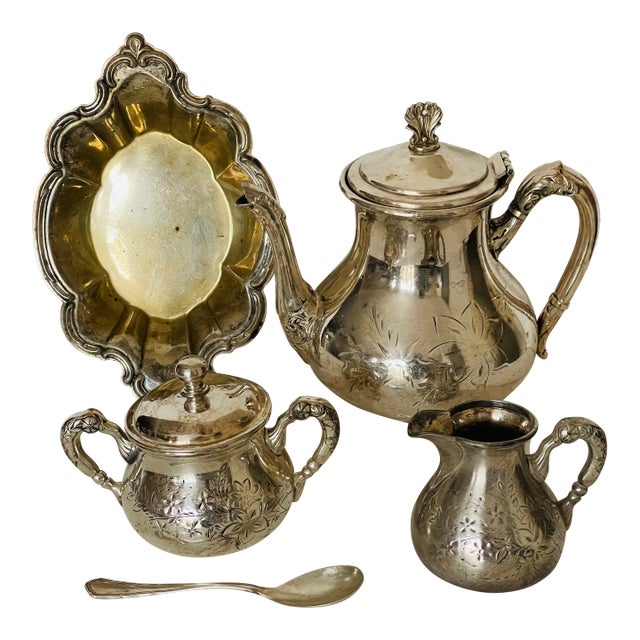 Antique Westminster Tea Coffee Silverplate Set- 7Pieces For Sale