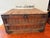 Antique First National Stores Wooden Shipping Crate With Lid – Wire Reinforced Grocery Transport Basket – Coffee Table Storage Chest For Sale - Image 16 of 18