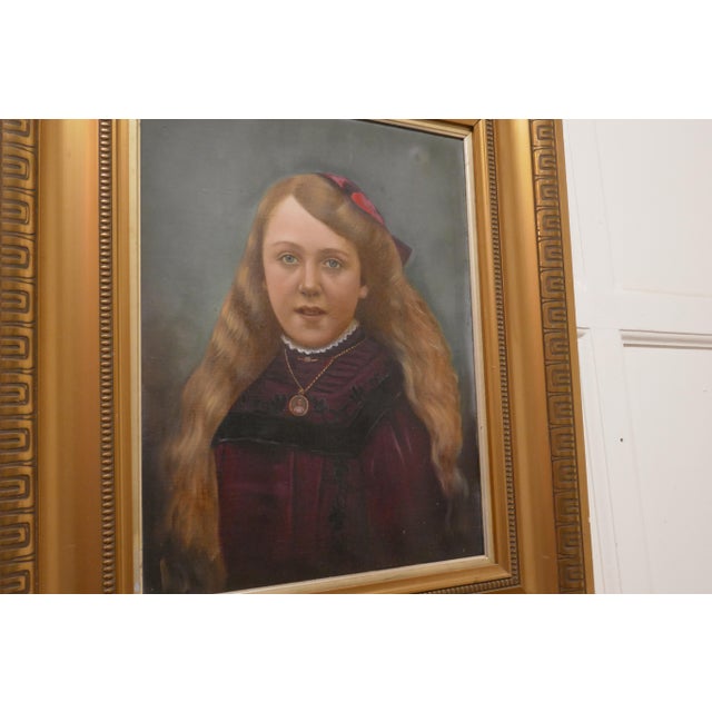 Portrait of a Young Girl, 1870, Oil on Canvas, Framed For Sale - Image 6 of 9