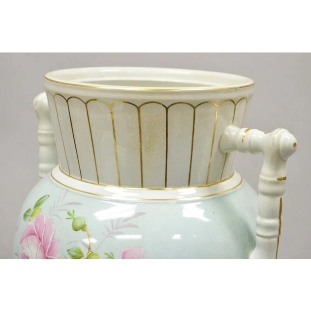 Antique Ironstone China Coxon & Co Green Porcelain Wash Bowl Basin & Pitcher For Sale - Image 9 of 12