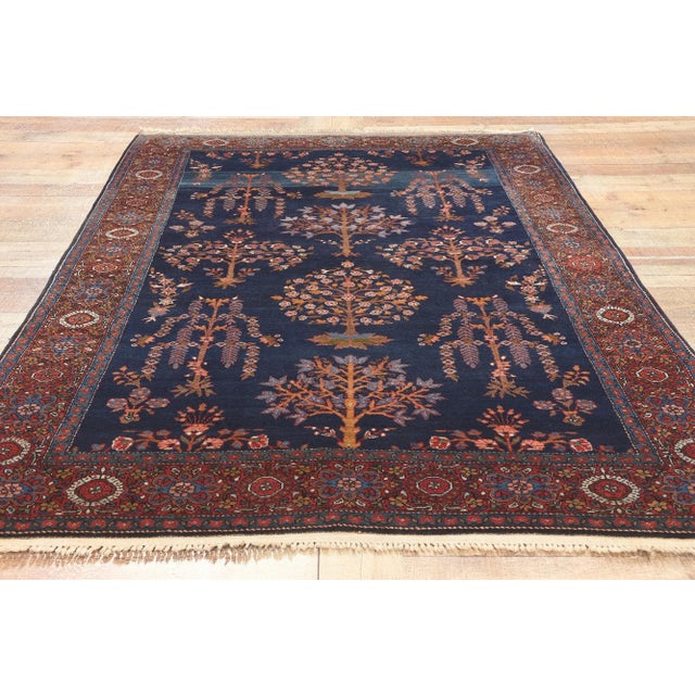 Navy Blue Early 20th Century Antique Persian Sarouk Farahan Rug, 04'00 X 06'05 For Sale - Image 8 of 10