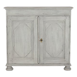 Antique Danish Baroque Storage Cabinet with Light Grey Paint, 1900s For Sale