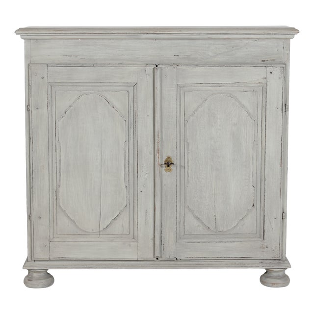 Antique Danish Baroque Storage Cabinet with Light Grey Paint, 1900s For Sale