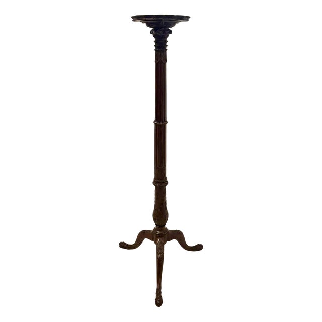 Antique Victorian Carved Mahogany Plant Stand, 1880s For Sale