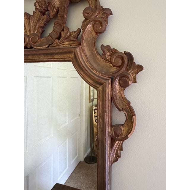 Antique Italian Rococo Giltwood Mirror With Exceptional Carved Crest, 19th Century For Sale - Image 13 of 15