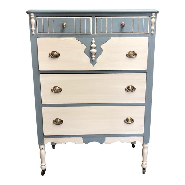 1930s Shabby Chic Two Toned Chest Of Drawers Chairish