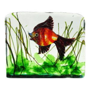 Murano Cenedese Barbini Red Purple Silver Flecks Vintage Italian Art Glass Fish Aquarium Sculpture