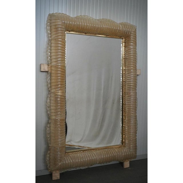 Illuminated Golden Murano Glass and Brass Wall Mirror, 2000 For Sale - Image 6 of 13