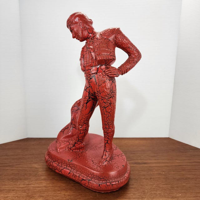 Mid 20th Century Vintage Royal Haeger Red Crackle Lava Glaze Matador Bullfighter Figurine For Sale - Image 5 of 7