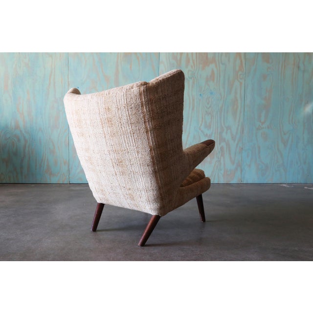 Wood 1950s Hans J. Wegner Papa Bear Ap19 Chair and Ottoman Teak and Boucle For Sale - Image 7 of 15