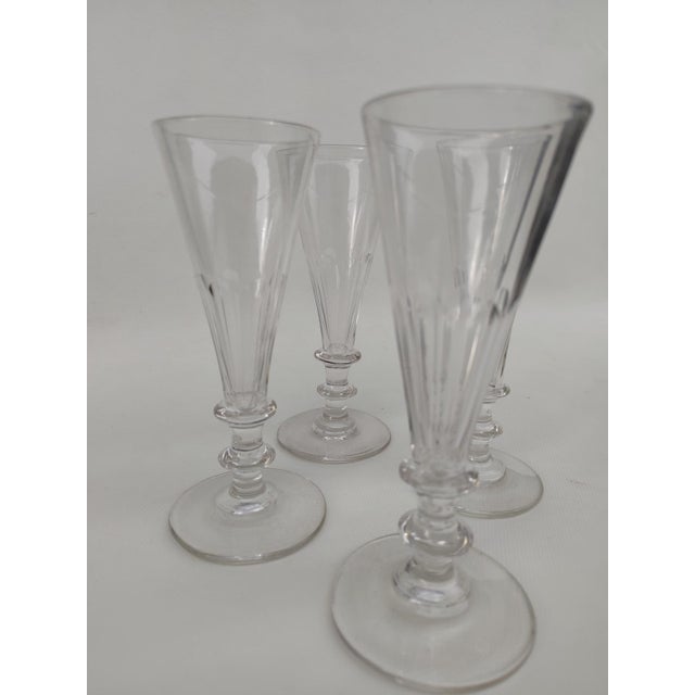 19th Century Glass Champagne Flutes, Set of 4 For Sale - Image 4 of 8