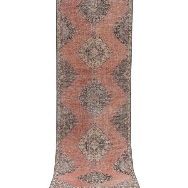 1960s Hand-Knotted Anatolian Konya Runner - Stair Carpet 23'7' X 12'5'' For Sale - Image 4 of 12