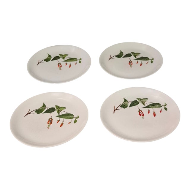 Vintage Four Salem u.s.a Floral Primrose Fuchsia Dissert Salad Plates For Sale