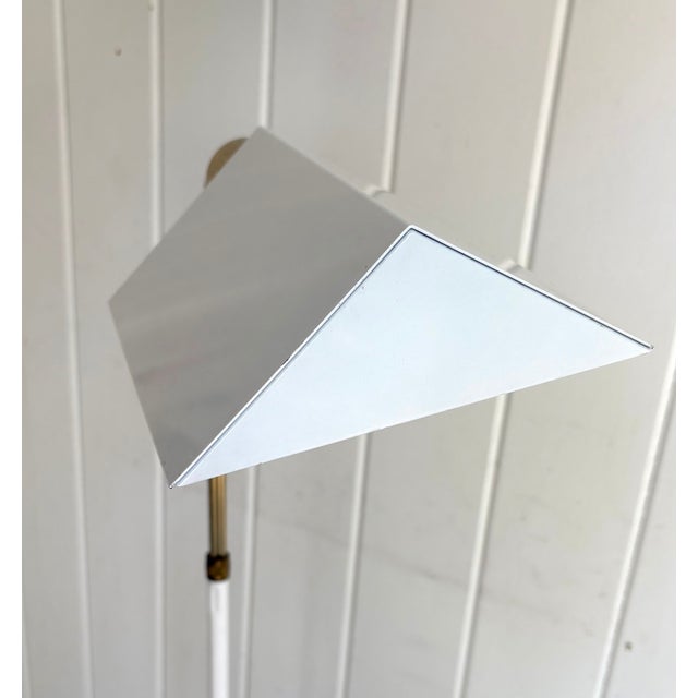 1970s-80s white metal/brass library-style extendable floor lamp. Excellent condition. Measurements 49" tall 7" length of...