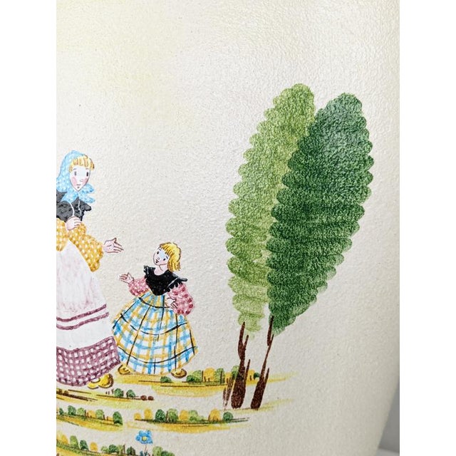 Mid-Century Modern Mid-Century Hand-Painted Ceramic Vase or Umbrella Stand by L. Poggi Assalini for CE AS Albisola, Italy, 1950s For Sale - Image 3 of 17