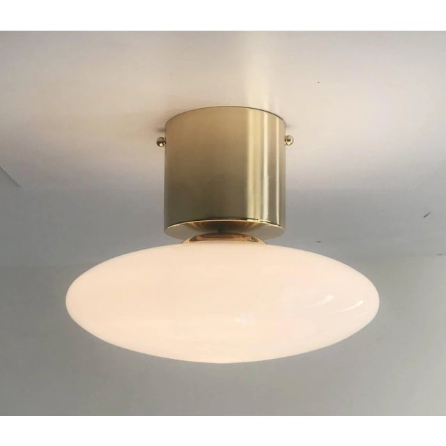 Not Yet Made - Made To Order 21st Century Uno Polished Brass and Glossy White Murano Flush Mount by Fabio LTD For Sale - Image 5 of 8