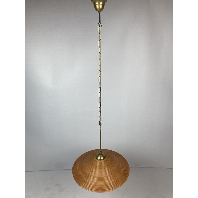 Pencil Split Reed, Rattan, Bamboo & Brass Pendant Lamp, 1970s For Sale - Image 4 of 17