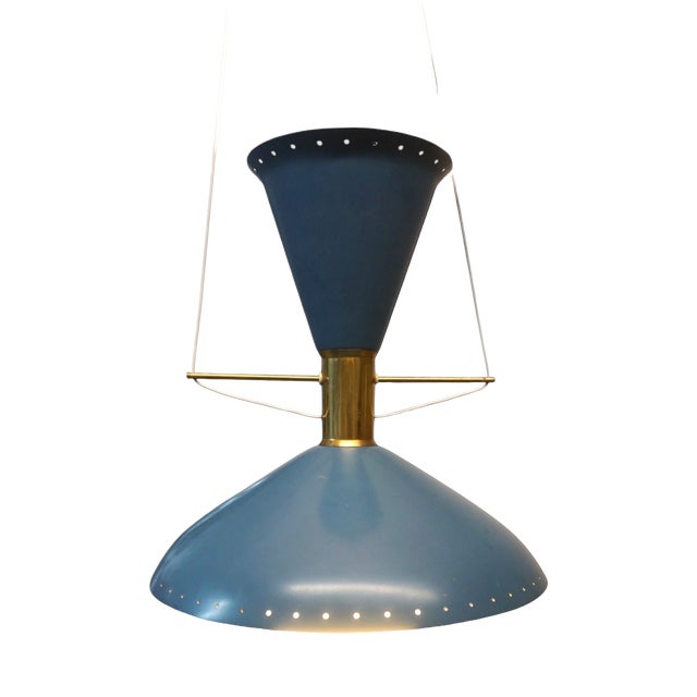 Blue Diabolo Pendant Lamp from BAG Turgi, 1950s For Sale