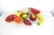 Beautiful set of 9 vibrant paper maché fruit. Includes papaya, cantaloupe, banana, strawberry, pomegranite, lime,...