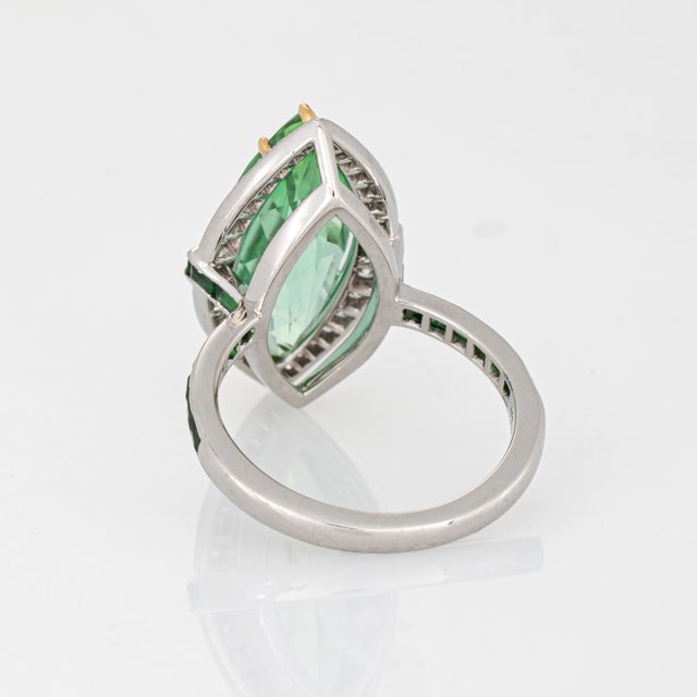 Green Late 20th Century Tiffany & Co High Jewelry Green Tourmaline Diamond Ring Tsavorite 18k Platinum, Size 6 For Sale - Image 8 of 8