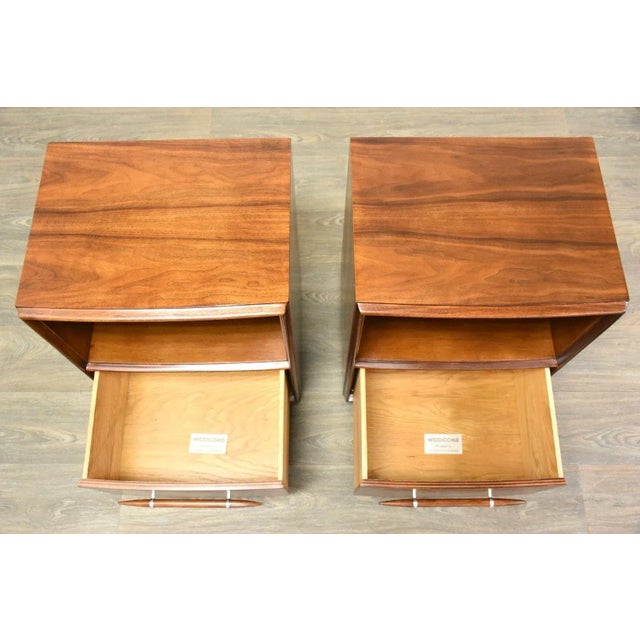 T.H. Robsjohn Gibbings Refinished Robsjohn Gibbings for Widdicomb Nightstands - a Pair For Sale - Image 4 of 10