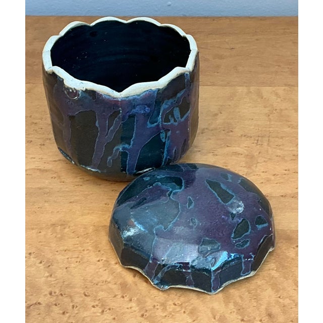 Ceramic Vintage Glazed Ceramic Lidded Jar For Sale - Image 7 of 12