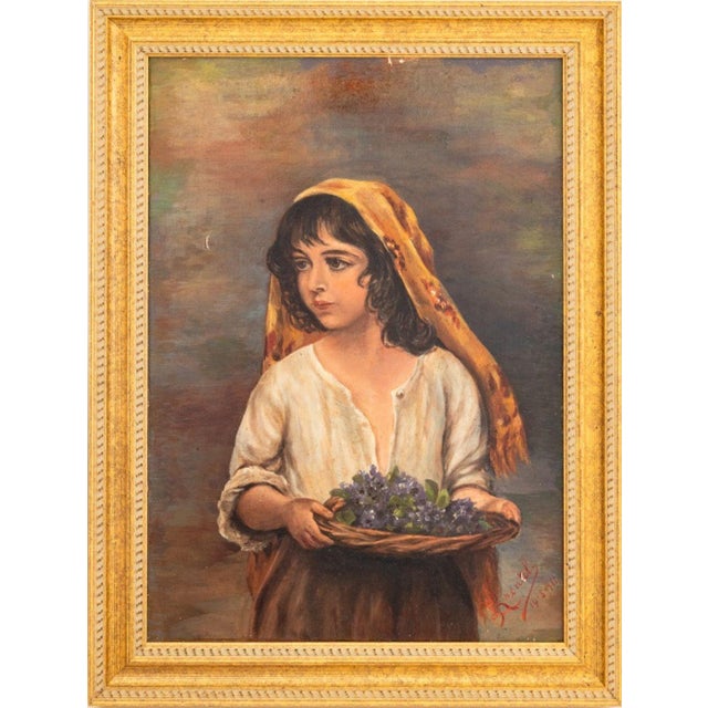 Textile After Eugene Von Blaas Portraits Oil on Canvas, 2 For Sale - Image 7 of 11