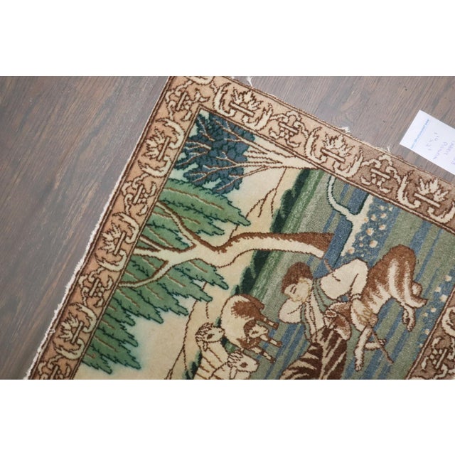 Persian Vintage Persian Tabriz Sheep Pictorial Rug no. j4038 For Sale - Image 3 of 6