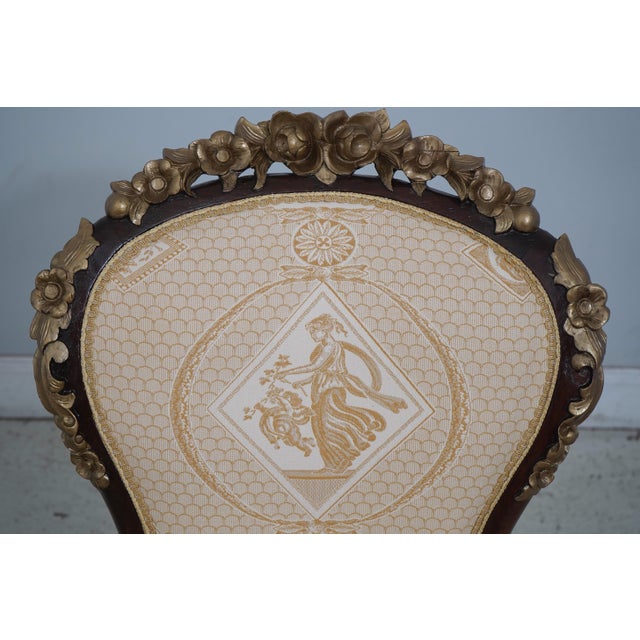 19th Century Pair Antique French Victorian Upholstered Parlor Chairs For Sale - Image 5 of 12