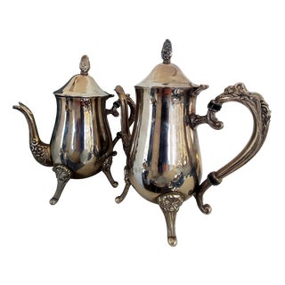 Silver-Plated Teapots, 1920s, Set of 2 For Sale