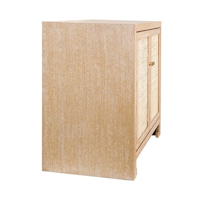 Worlds Away Matthew Izzo Home Alden Cerused Oak and Cane Two Door Cabinet For Sale - Image 4 of 4