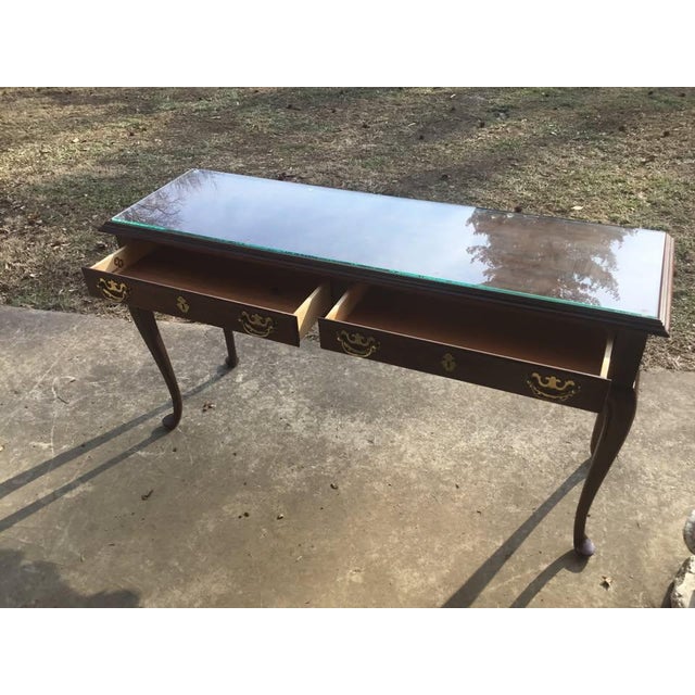 Drexel Drexel Cherry Wood Queen Anne Console Table - Vintage 1970s For Sale - Image 4 of 7