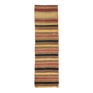 Vintage Wide Turkish Kilim Runner For Sale