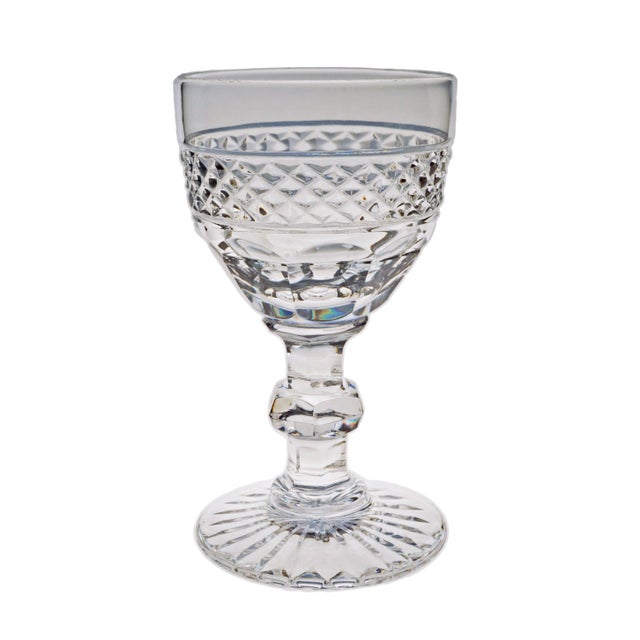 Elegant set of six vintage Saint-Louis Trianon cordial liqueur glasses that bring the clarity, weight, and craftsmanship...