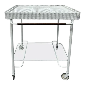 Vintage Mathieu Matégot Perforated Metal Design Rolling Bar Cart