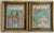 Vintage Persian textile quilted and framed. Bright colors. Ribbon detailing. Bamboo frame.