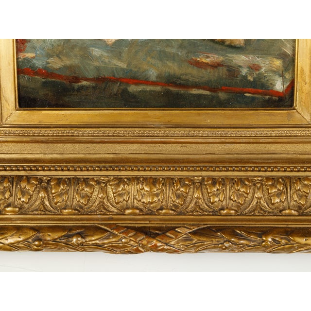Late 19th Century Giltwood Framed Oil on Canvas Dog Painting by Charles Van den Eycken For Sale - Image 5 of 10