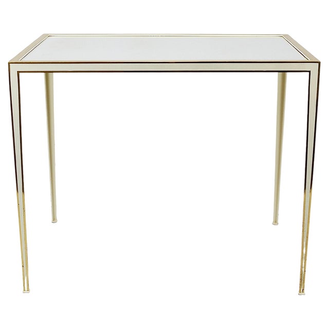 Brass & White Mirror Tables from Vereinigte Werkstätten, Germany, 1970s For Sale