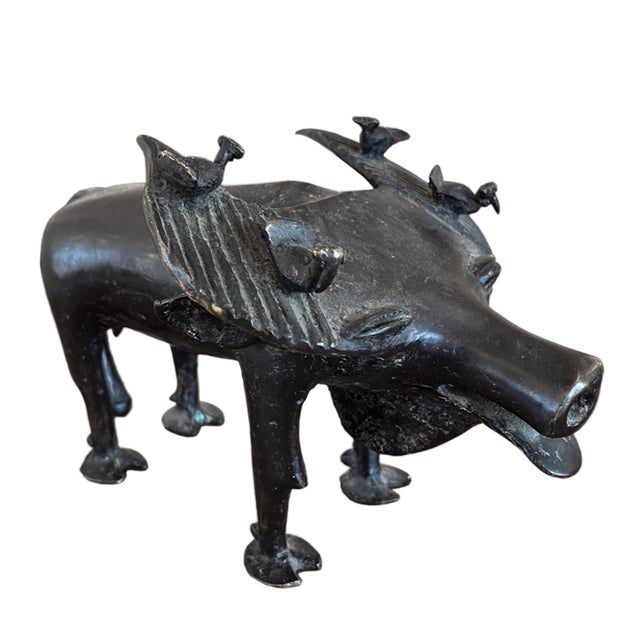 1960s Benin Artist, Water Buffalo with Ox-Pecker Birds, 1960s, Bronze Sculpture For Sale - Image 5 of 6