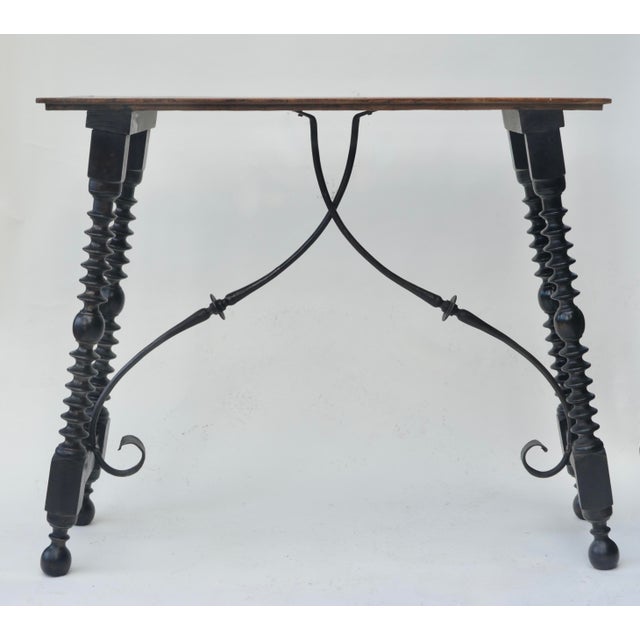 19th Century Spanish Walnut Iron Console Table For Sale - Image 4 of 10
