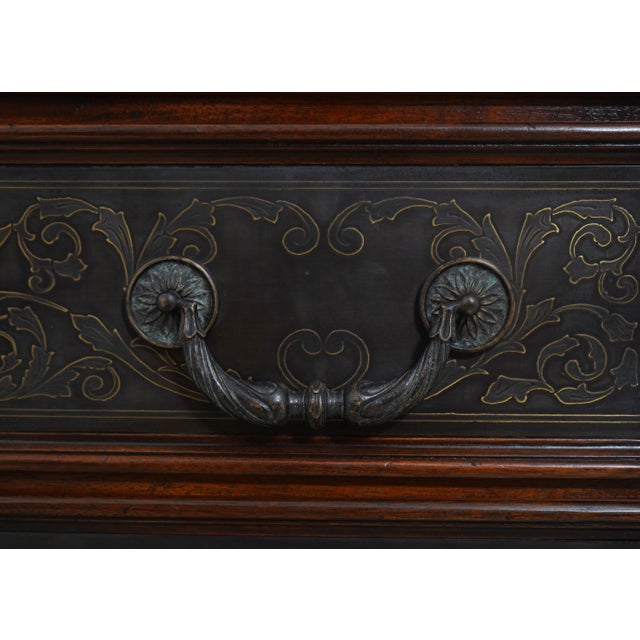 Theodore Alexander Embossed Metal Chest W. Bun Feet For Sale - Image 11 of 18
