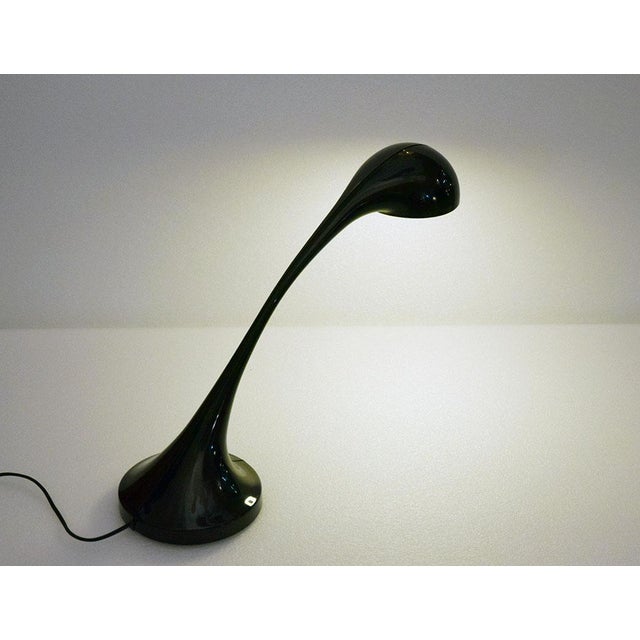 Very rare table lamp Silfio production Nucleo Sormani design Roberto Lera 1970s. Black coloured abs shell,inside of the...