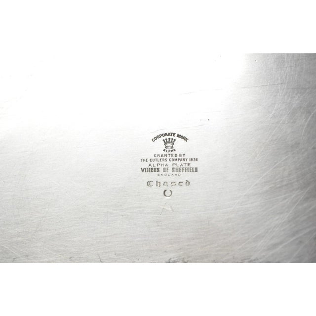 Vintage Viners of Sheffield Edwardian Silver Plated Raised Gallery Oval Tray For Sale - Image 14 of 15