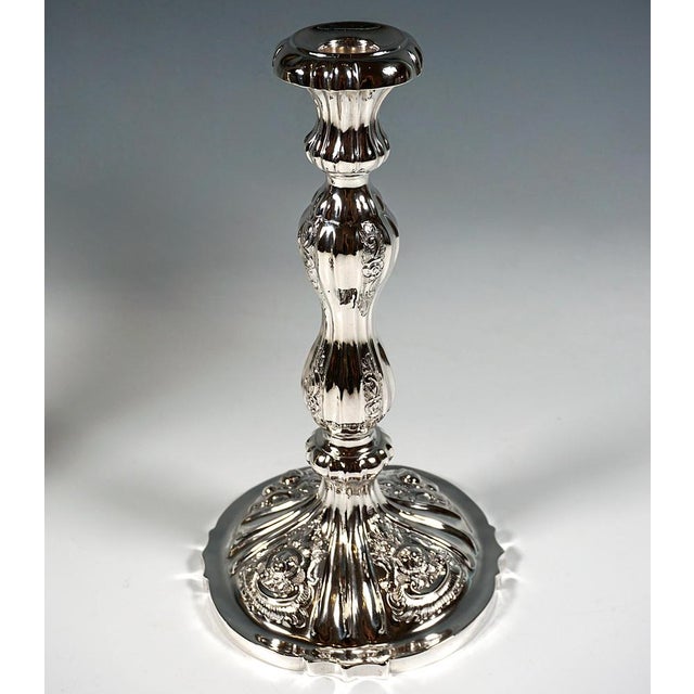 Viennese Biedermeier Candlesticks in Silver, 1851, Set of 2 For Sale - Image 3 of 7