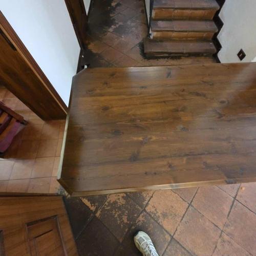2000 - 2009 Rustic Walnut-Stained Fratino Table with Sawhorse Legs For Sale - Image 5 of 12