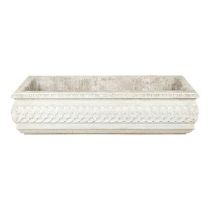 Antique White Marble Carved Classical Rectangular Basin